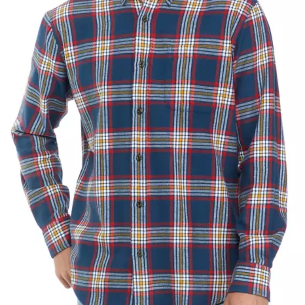 Saddlebred - Men's Long Sleeve Flannel Plaid Button Up Shirt XL, Boyden Blue